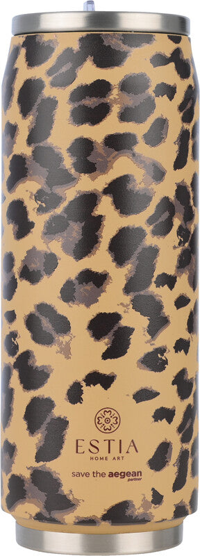 Estia Trinkflasche – 5 dl – Edelstahl, isoliert, mit Strohhalm, auslaufsicher, BPA-frei – Spotted Prowl