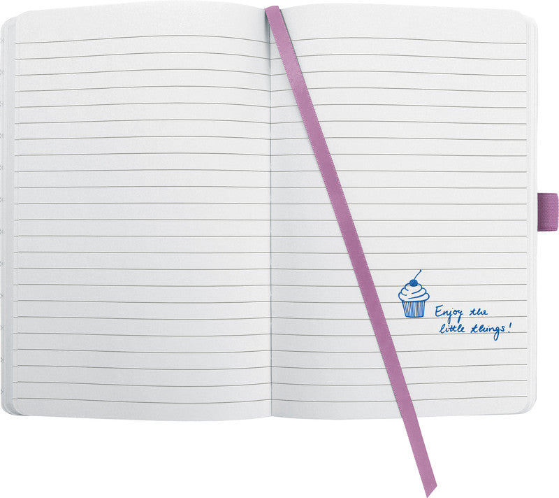 Sigel Notizbuch, A6, liniert, Fadenheftung, Hardcover, 174 Seiten, perforiert, 80 g/m² – pink/violett