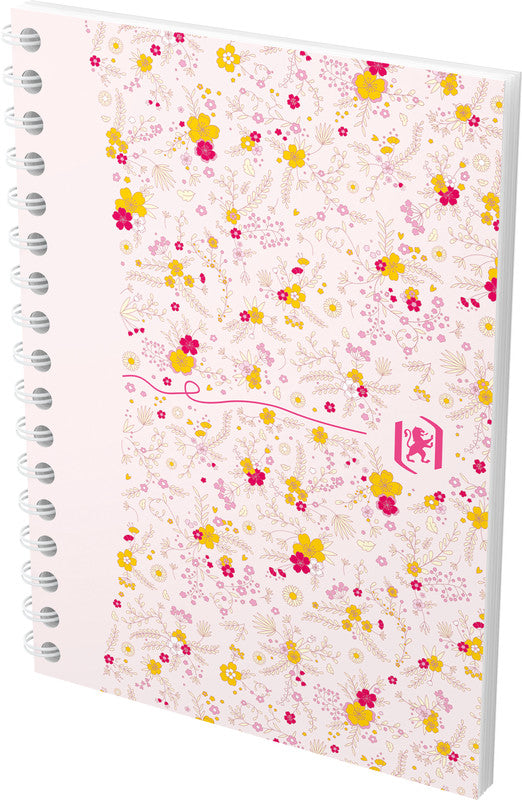Oxford Collegeblock A6, kariert, Spiralbindung, 50 Blatt, perforiert, 90 g/m² – Floral, für SCRIBZEE App