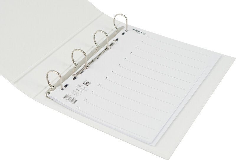 Biella Register – Vollformat, 12-teilig, Karton, weiss, unbedruckt, 11-fach Lochung, für A4 hoch