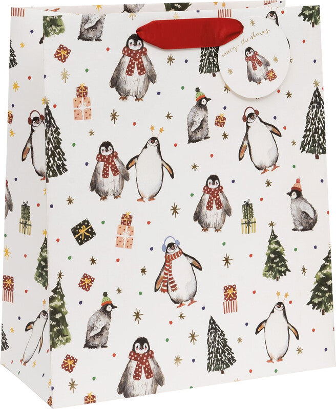 Glick Tragetasche – Penguin Party – Weihnachten, aus Papier – 220 × 225 × 100 mm