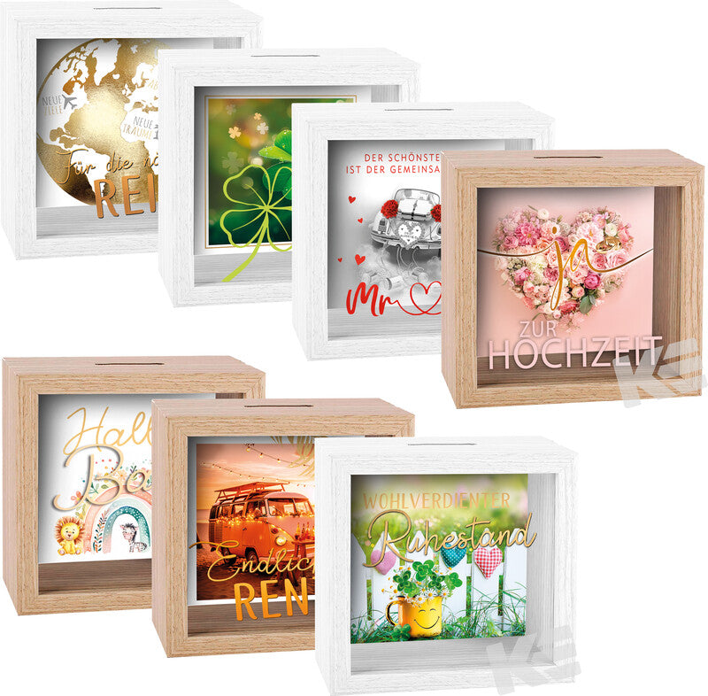 Kurt Eulzer Spardose Hallo Baby – Holz, natur – 11 × 11 × 2 cm