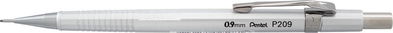 Pentel Sharp P200 Druckbleistift – 0,9 mm, silber, starres 4 mm Führungsröhrchen