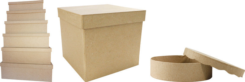 Décopatch Pappschachtel, quadratisch – 160 × 140 × 160 mm – Braun