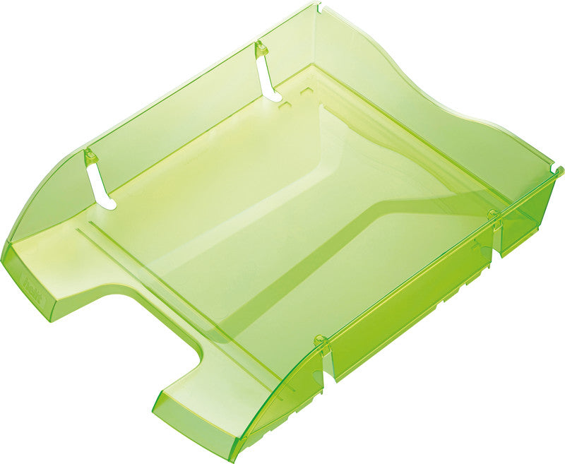Helit Briefkorb – mit Beschriftungsfeld, glänzend, hellgrün transparent, B 275 × H 66 × T 355 mm