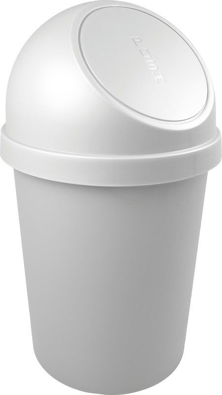 Helit Abfallcontainer the Flip – 45 l – mit Deckel – Kunststoff, lichtgrau – Ø 403 × H 700 mm