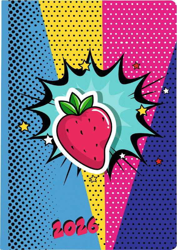 Biella Memento Trend Agenda – 1 Woche/2 Seiten, gebunden, 10,1 × 14,2 cm, 2026, Strawberry, FSC
