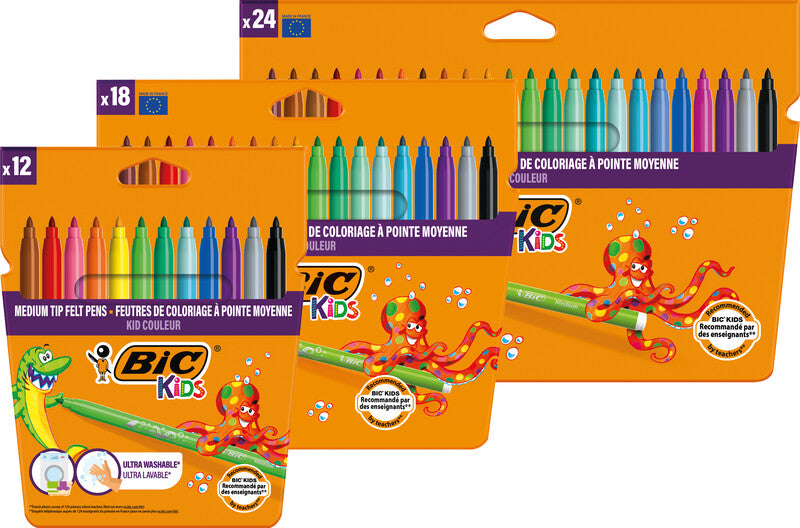 BIC Filzstifte, Strichbreite 0,8 mm, auswaschbar, 18 Farben