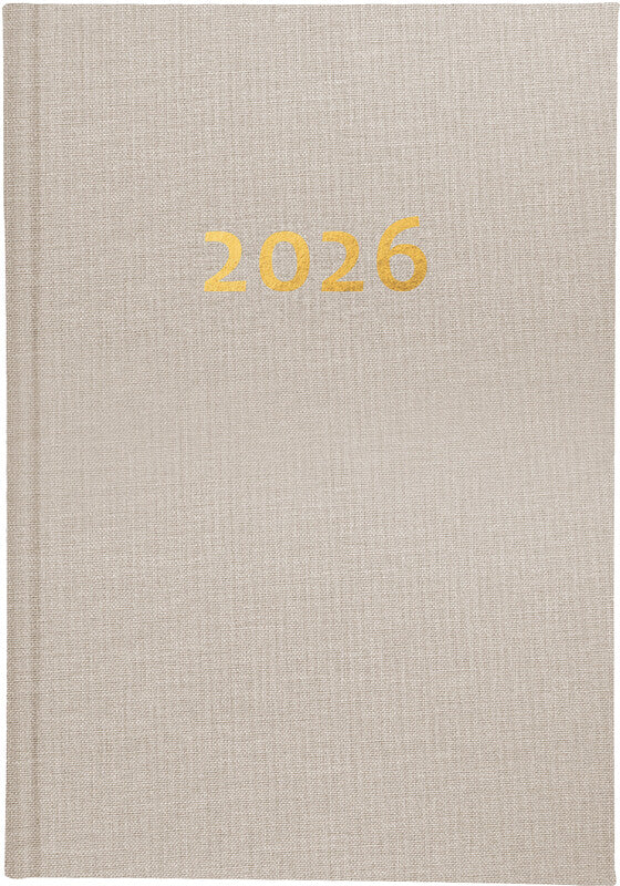 Biella Dispo Term Agenda – 1 Woche/2 Seiten, gebunden, 14,5 × 20,5 cm, Jan–Dez 2026, beige, FSC