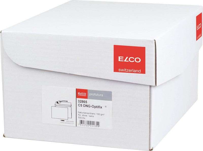 Elco Couvert C5 (229 × 162 mm), ohne Fenster, haftklebend (Optifix), naturweiss, 100 g/m² – 500 Stk.
