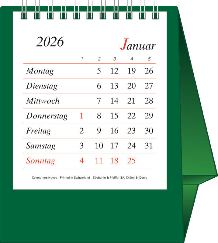 Novos Kalender-Einlage – 1 Monat/1 Seite, 12 × 14 cm, 2026