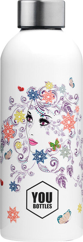 Youbottles Trinkflasche Dual – 5 dl – Edelstahl, isoliert, Schraubverschluss – Floral Flowery Goddess