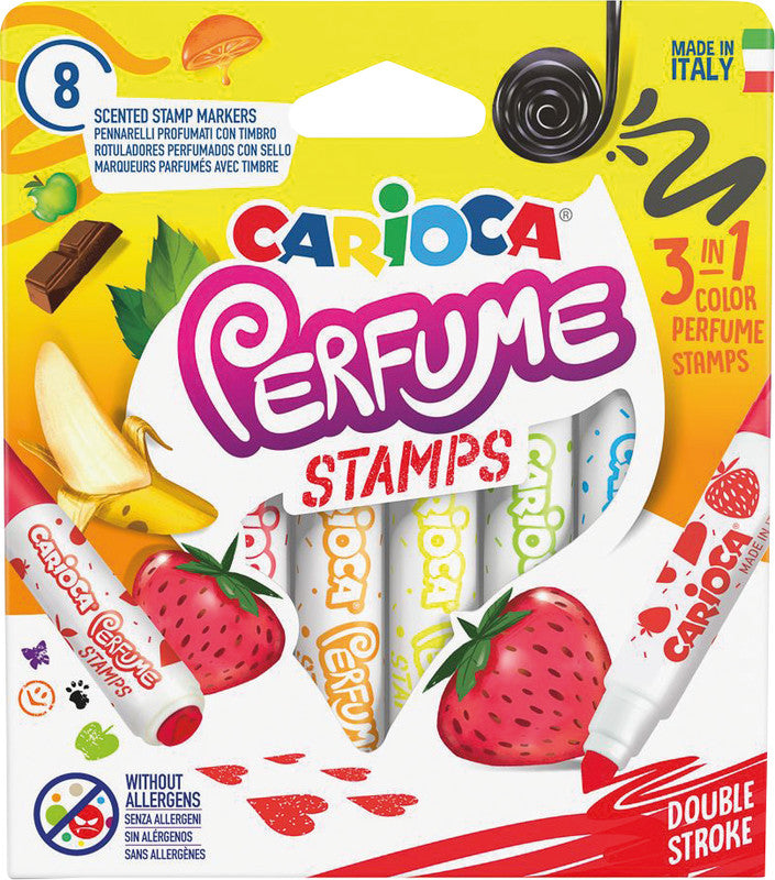 Carioca Stempel-Filzstifte Parfum, Strichbreite 1–5 mm, duftend, auswaschbar ab 30 °C, 8 Motive, 8 Stk.