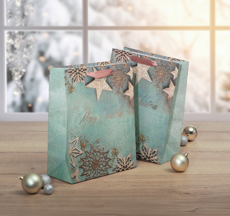 Sigel Tragetasche – Glamouröses Weihnachten – Kraftpapier, 260 × 320 × 100 mm – FSC, EcoPlus