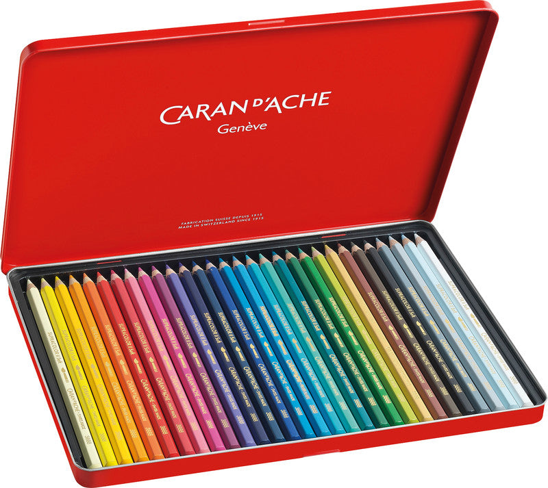 Caran d-Ache Caran d'Ache Aquarellfarbstifte Supracolor Soft – 30 Farben, im Metalletui, Ø 3,8 mm, FSC