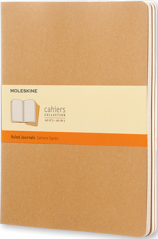Moleskine Notizheft, Cahiers Kollektion, Karton, 120 Seiten, 70 g/m² – Packpapierbraun, 3er-Pack