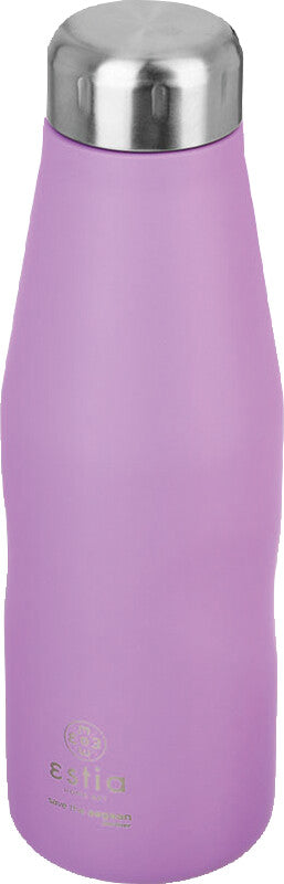 Estia Isolier-Trinkflasche – 0,5 l, Edelstahl, doppelwandig, auslaufsicher, Motiv Lavendelviolett