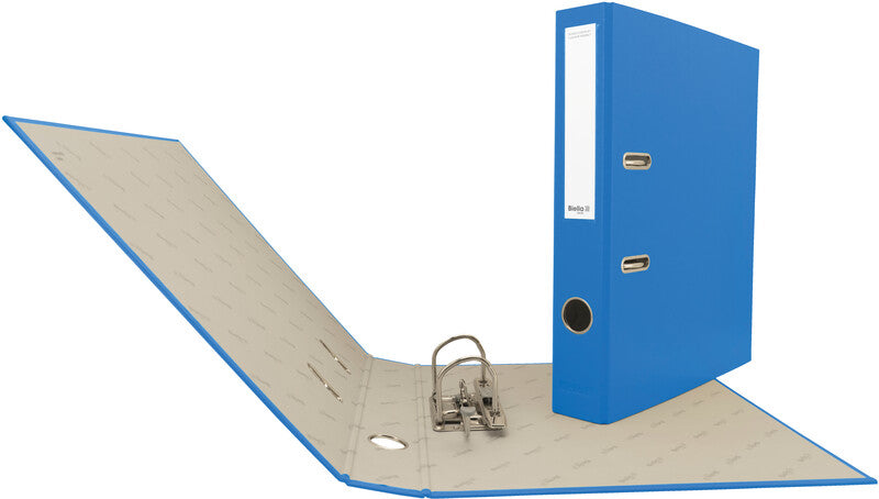 Biella Ordner – A4 hoch – 2-Ring Hebelmechanik, Rücken 40 mm – blau, mit Griffloch, Niederhalter – FSC