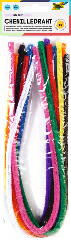 Folia Pfeifenputzer – sortiert – 50 cm, Ø 8 mm, 10 Stück – zum Basteln