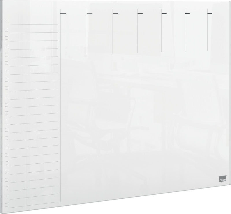 Nobo Wochenplaner, Acryl, trocken abwischbar, rahmenlos, Wandmontage – 29,7 × 21 cm, transparent