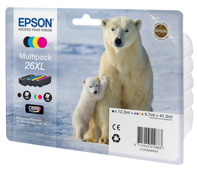 Epson Tintenpatronen-Multipack 26XL, CMYK, 4er-Pack – für Inkjet-Multifunktionsgeräte