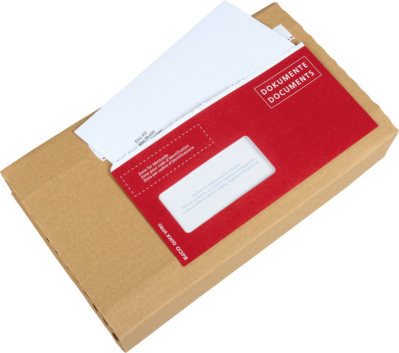 Elco Dokumententasche – C6/5 (114 × 229 mm), Fenster links, bedruckt, rot, Papier, selbstklebend – 250 Stück