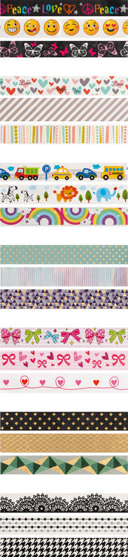Hama Washi Tape – permanent, glatt, Papier, 15 mm × 5 m, mehrfarbig, 3 Rollen