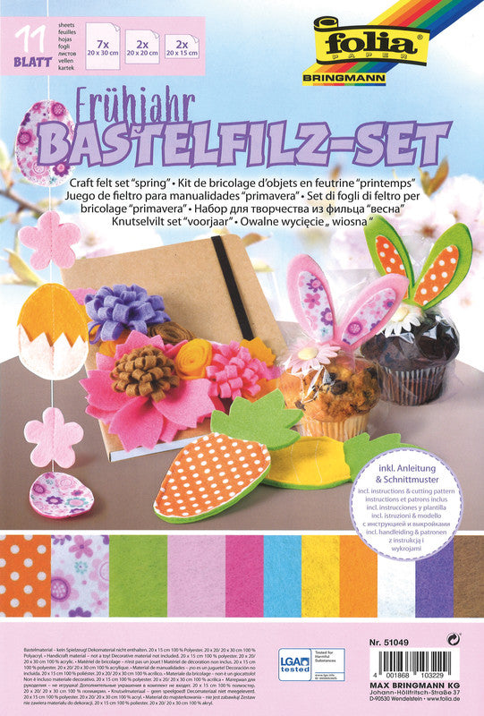 Folia Filz Bastelset Frühling – 18-teilig – 300 × 200 mm
