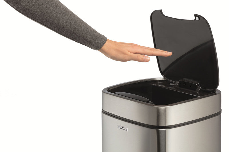 Durable Abfallcontainer – 21 l – mit Deckel – Edelstahl – Ø 270 × H 570 mm
