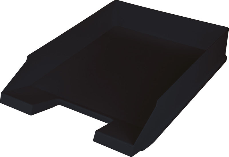 Helit Briefkorb – mit Griffausschnitt, mit Beschriftungsfeld, matt, schwarz, B 255 × H 67 × T 345 mm