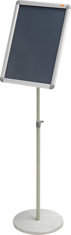 Nobo Infoständer Premium Plus – für A3 hoch/quer, silber/hellgrün, Metall, 300×300×900 mm