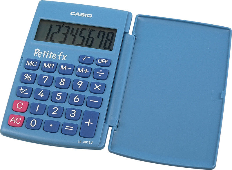 Casio Taschenrechner Petite fx LC-401LV – 8-stellig, LCD, Batterie, Blau