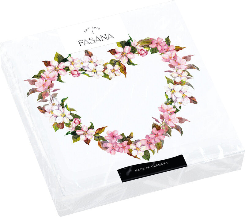 Fasana Servietten Growing Heart – 33 × 33 cm – 3-lagig, Tissue – 20 Stk., FSC