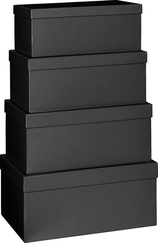 Stewo Geschenkbox-Set Everyday One Colour – schwarz – 4-teilig – Karton, Strukturprägung – Masse sortiert