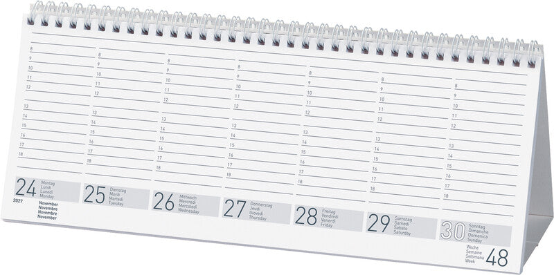 Biella Seplana Wochenplaner – 1 Woche/2 Seiten, Spiralbindung, 29,8 × 11,7 cm, Jan–Dez 2026, mit Ständer, FSC