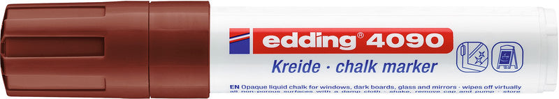 Edding Kreidemarker 4090 – Keilspitze, 4–15 mm – Braun – für Fenster, Glas, Tafeln + mehr