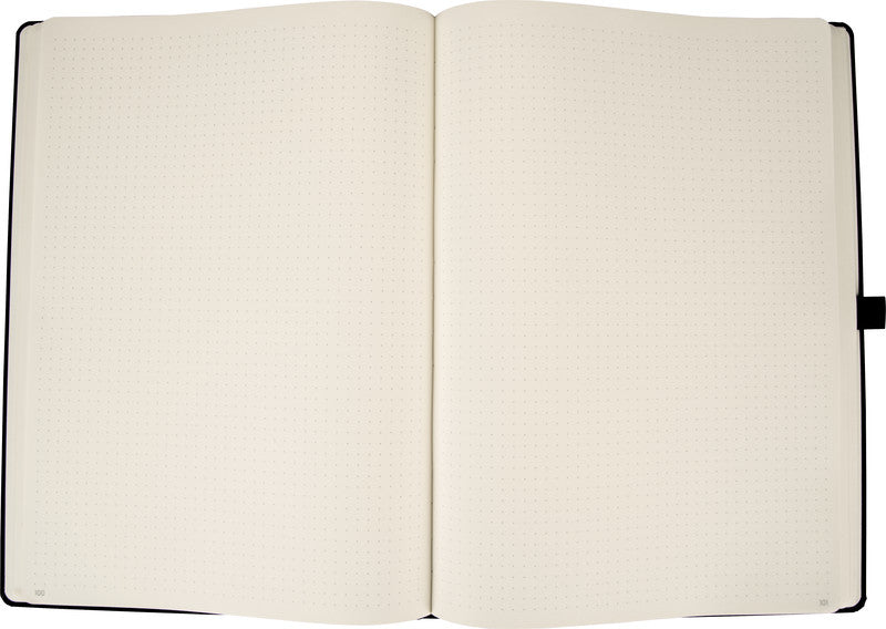 Biella Notizbuch A4, punktkariert, Fadenheftung, 192 Seiten, 80 g/m² – schwarz