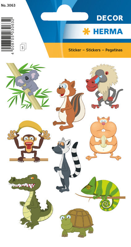 HERMA Schmucketiketten – Motiv Zoo-linge – Papier, hochglänzend, 27 Stück, 3 Bogen