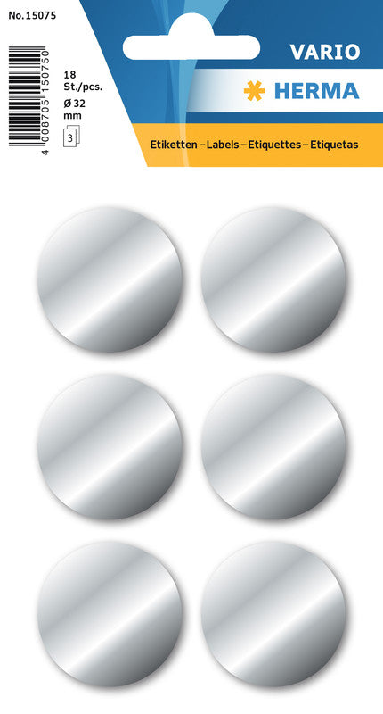 HERMA Vario Schmucketiketten – Motiv Weihnachten – Folie, 18 Stk, 3 Bogen, Ø 32 mm