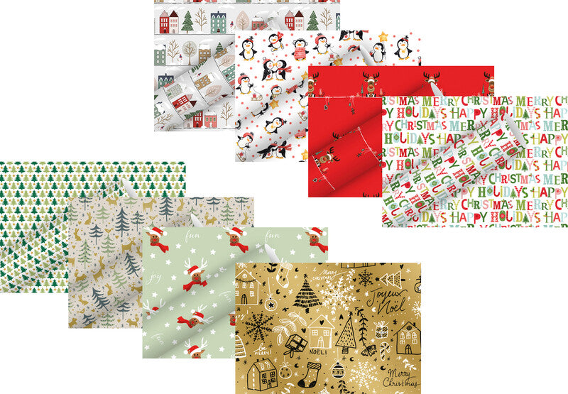 Braun + company Geschenkpapier – Happy Holidays – 2 Stk. – Papier, 80 g/m2 – 700 × 2000 mm