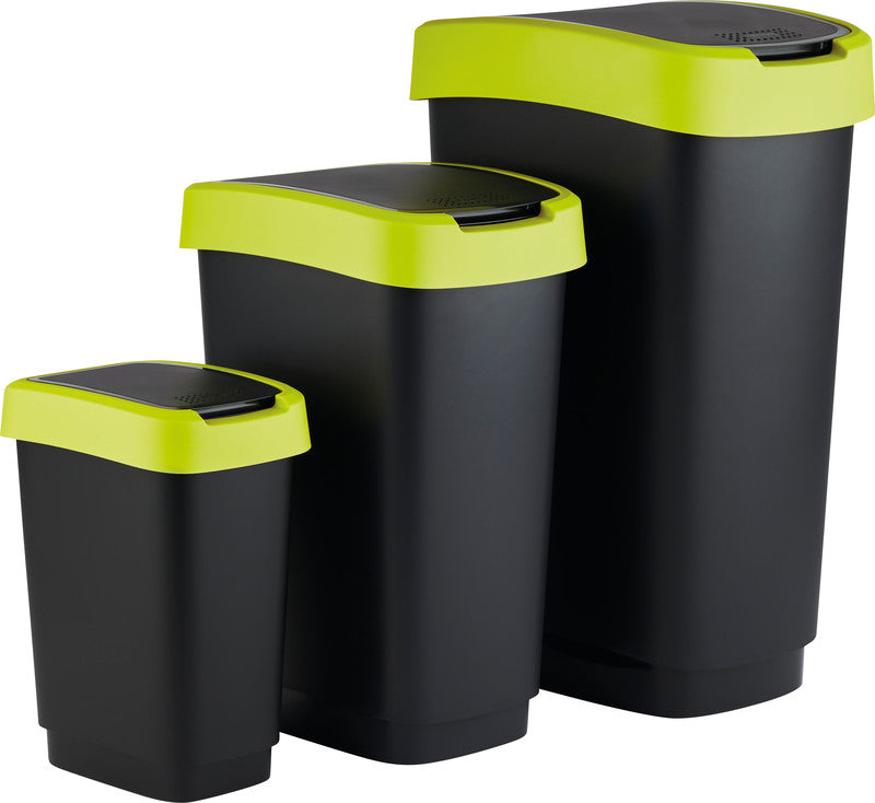 Rotho Abfallcontainer – 25 l – mit Deckel – Kunststoff, Limettengrün – B × H × T 252 × 476 × 333 mm