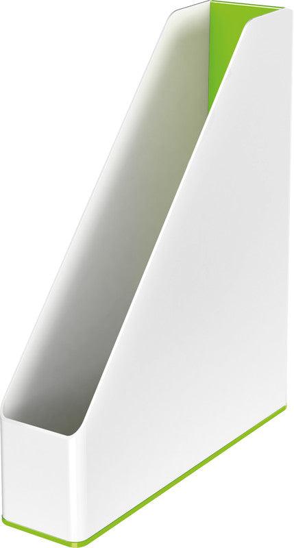 Leitz WOW Stehsammler – für A4, grün/weiss, Polystyrol (PS), B 73 × H 318 × T 272 mm