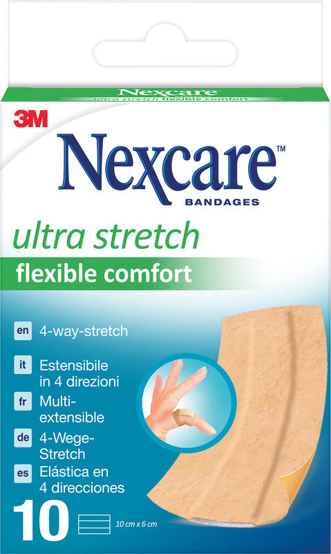 Nexcare Ultra Stretch Pflaster – atmungsaktiv, hypoallergen – braun – Textil – 60 × 100 mm – 10 Stk.
