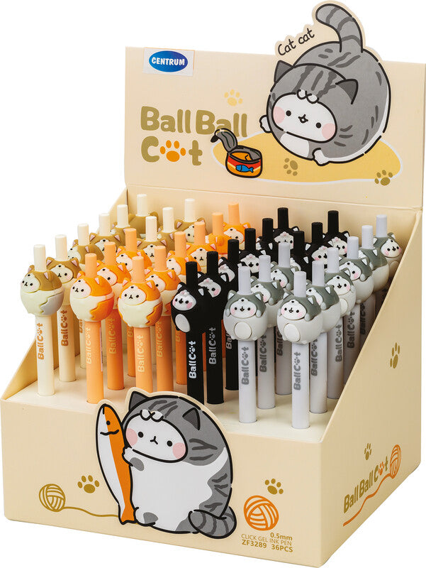 Centrum BallCat Kugelschreiber – Blau, Spitze 0,5 mm, Druckmechanik, Kunststoff, Schaftfarben sortiert