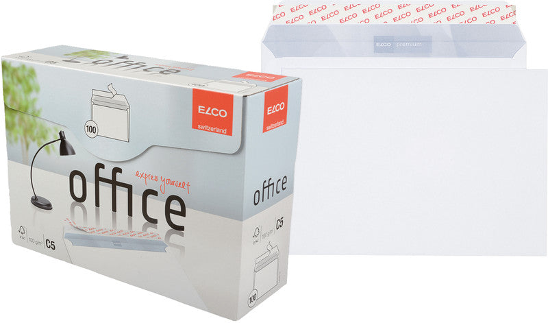 Elco Couvert C6/5 (229 × 114 mm), ohne Fenster, selbstklebend (Optifix), hochweiss, 80 g/m², Papier – 200 Stk.