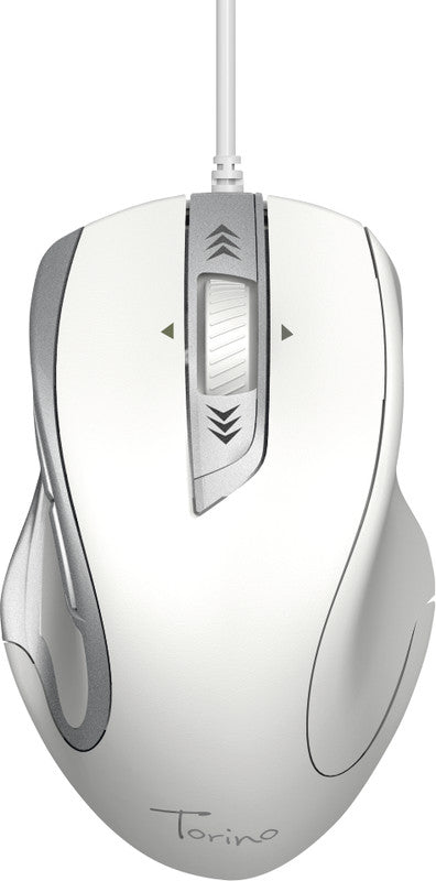 Hama Torino Maus – kabelgebunden, 6 Tasten, 4-Wege-Scrollrad, silber/weiss