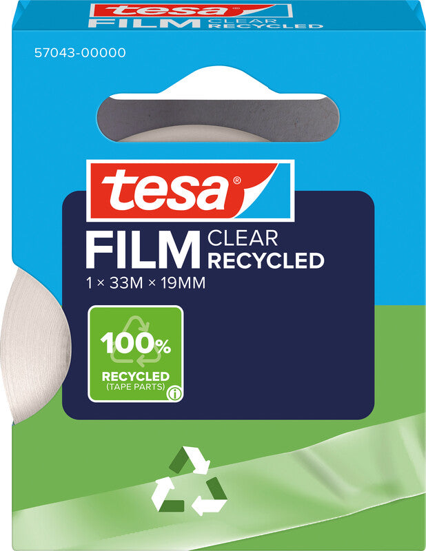 TESA Büro-Klebeband eco & clear – permanent, Kunststoff, 19 mm × 33 m, transparent, Kern Ø 26 mm, 1 Rolle