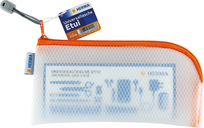 HERMA Reissverschlusstasche – orange – Kunststoff – 23 × 11 × 0,7 cm