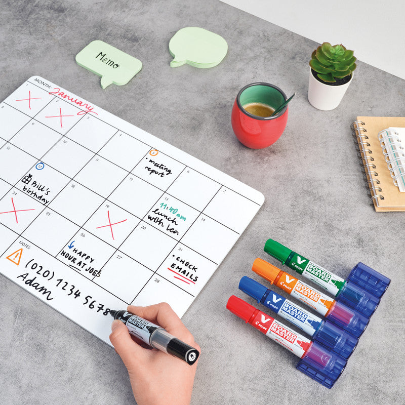 Pilot Whiteboard-Marker V-Board Master BeGreen – Keilspitze 5,2 mm – Sortiert – 5er-Set – Trocken abwischbar