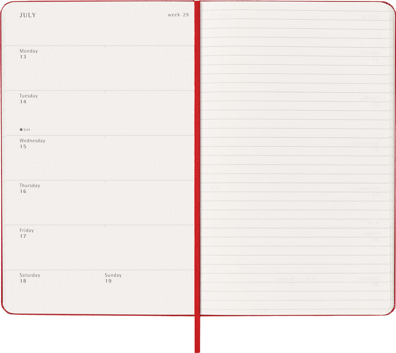 Moleskine Wochenagenda – 1 Woche/1 Seite, gebunden, 13,0 × 21,0 cm, 2026, Scharlachrot, FSC